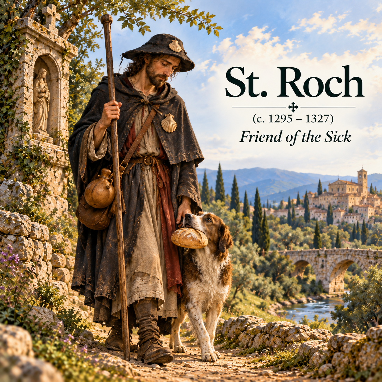 Illustrated page featuring St. Roch